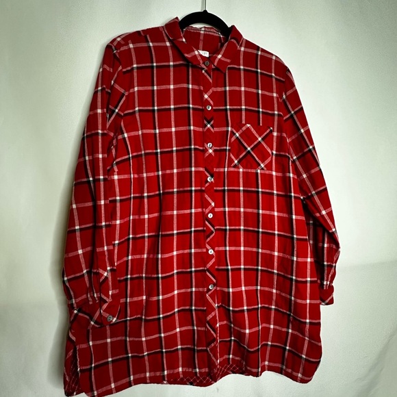 J. Jill Red and Black Flannel Button Down Shirt - Picture 1 of 7